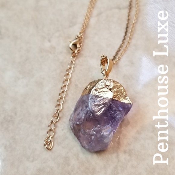 REAL Amethyst Quartz Pendant Necklace - Picture 3 of 4